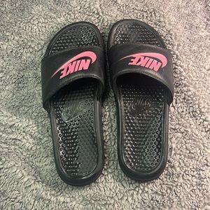 Pink nike slides